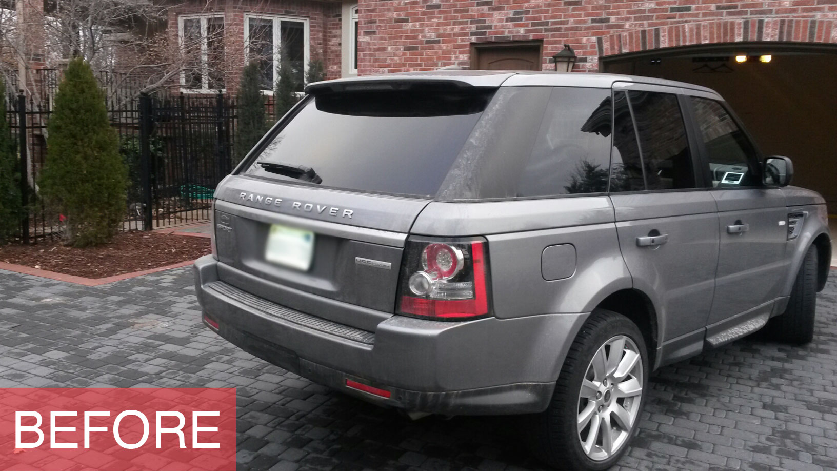 Range Rover SUV before being power washed
