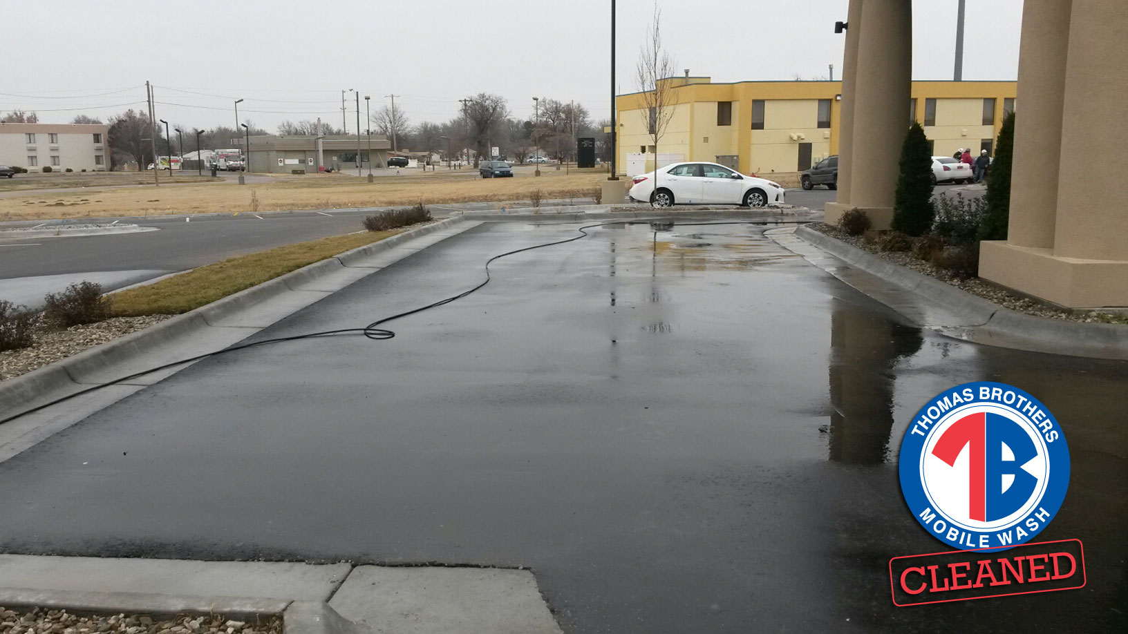 Power Washed parking lot