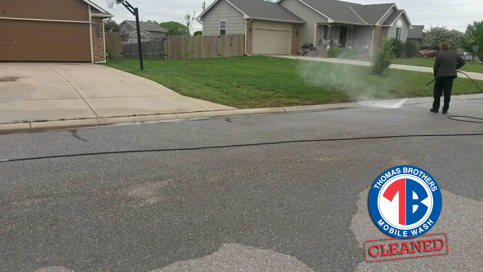 The mobile powerwashing services part came in handy here, cleaning up after a trash truck was leaking fluid. :)