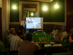 Tom Keefe presenting to Agadir, Morocco's Rotary Club. 