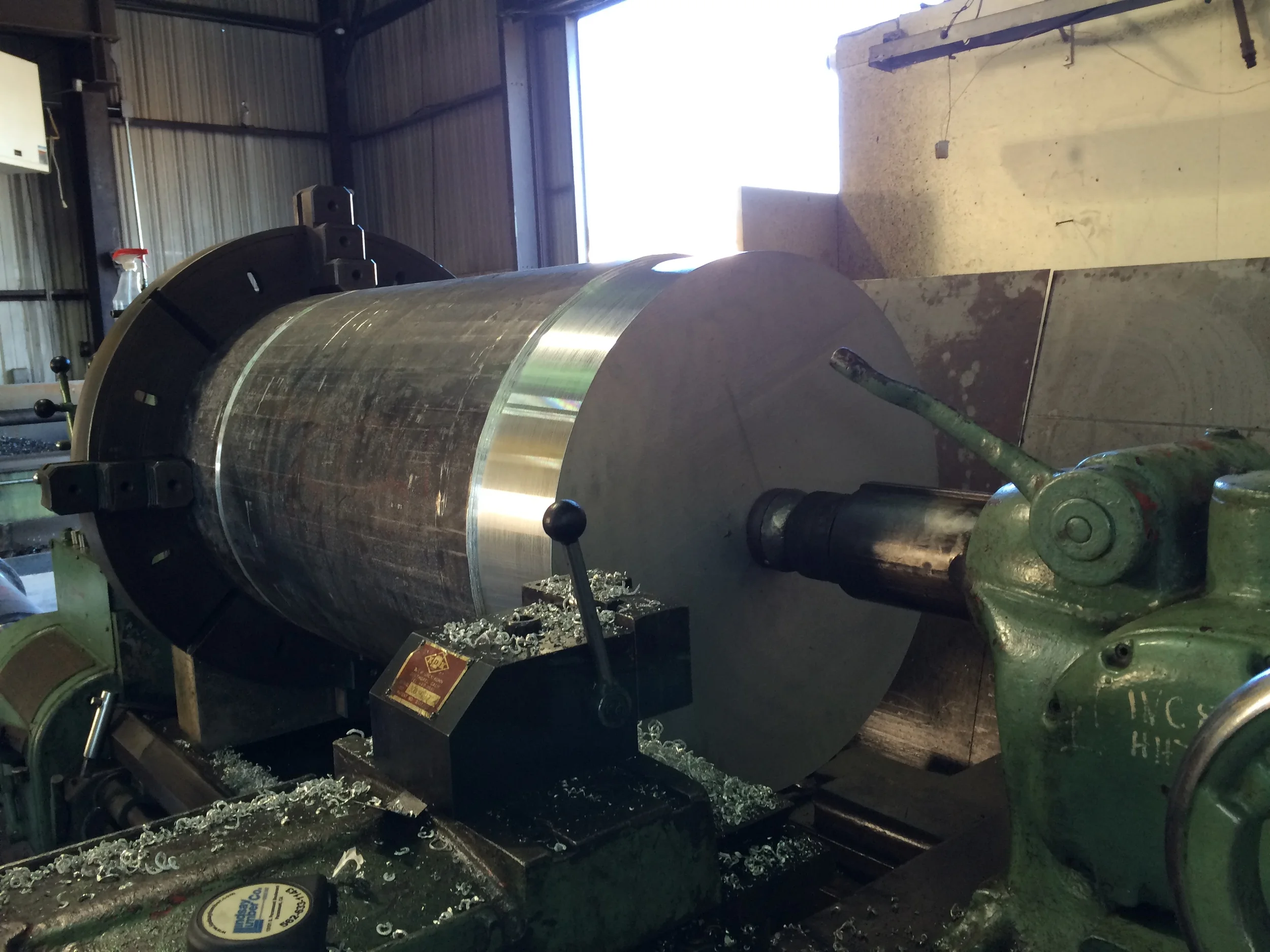 Prepping 24" RD Forged Aluminum prior to trepanning