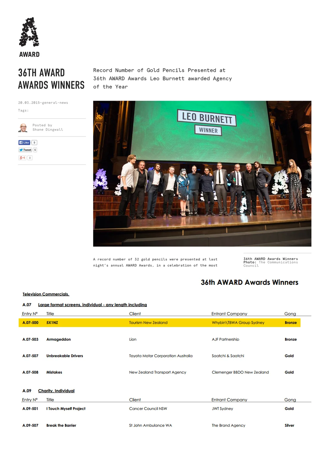 Bronze Award - 5X1NZ