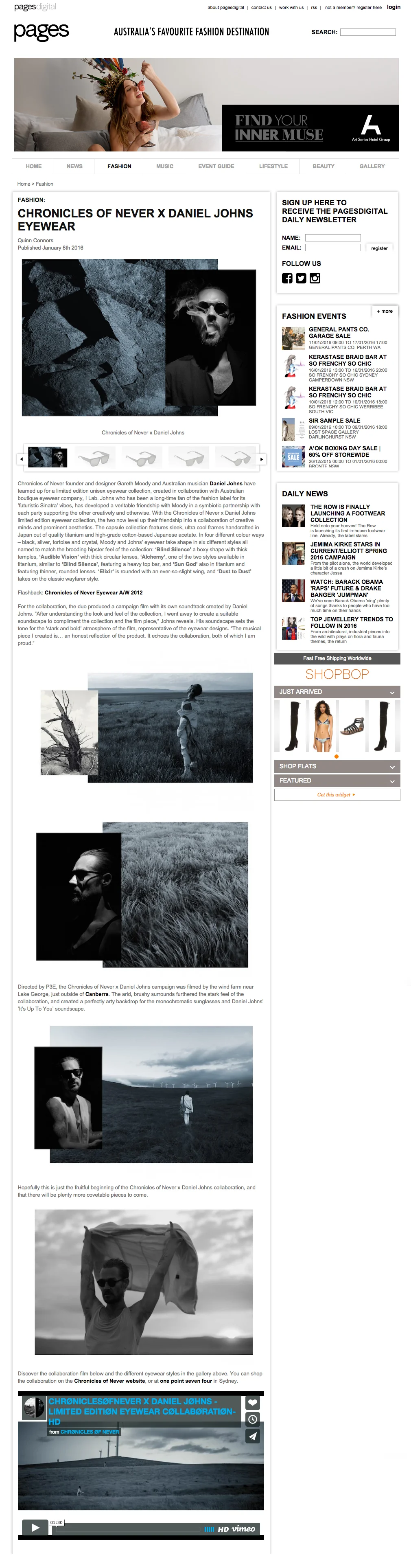 Pages Digital - Chronicle of Never X Daniel Johns