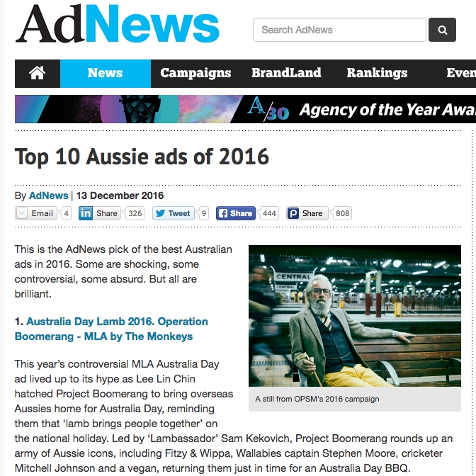 OPSM - Ad News (Top 10 Ads 2016)
