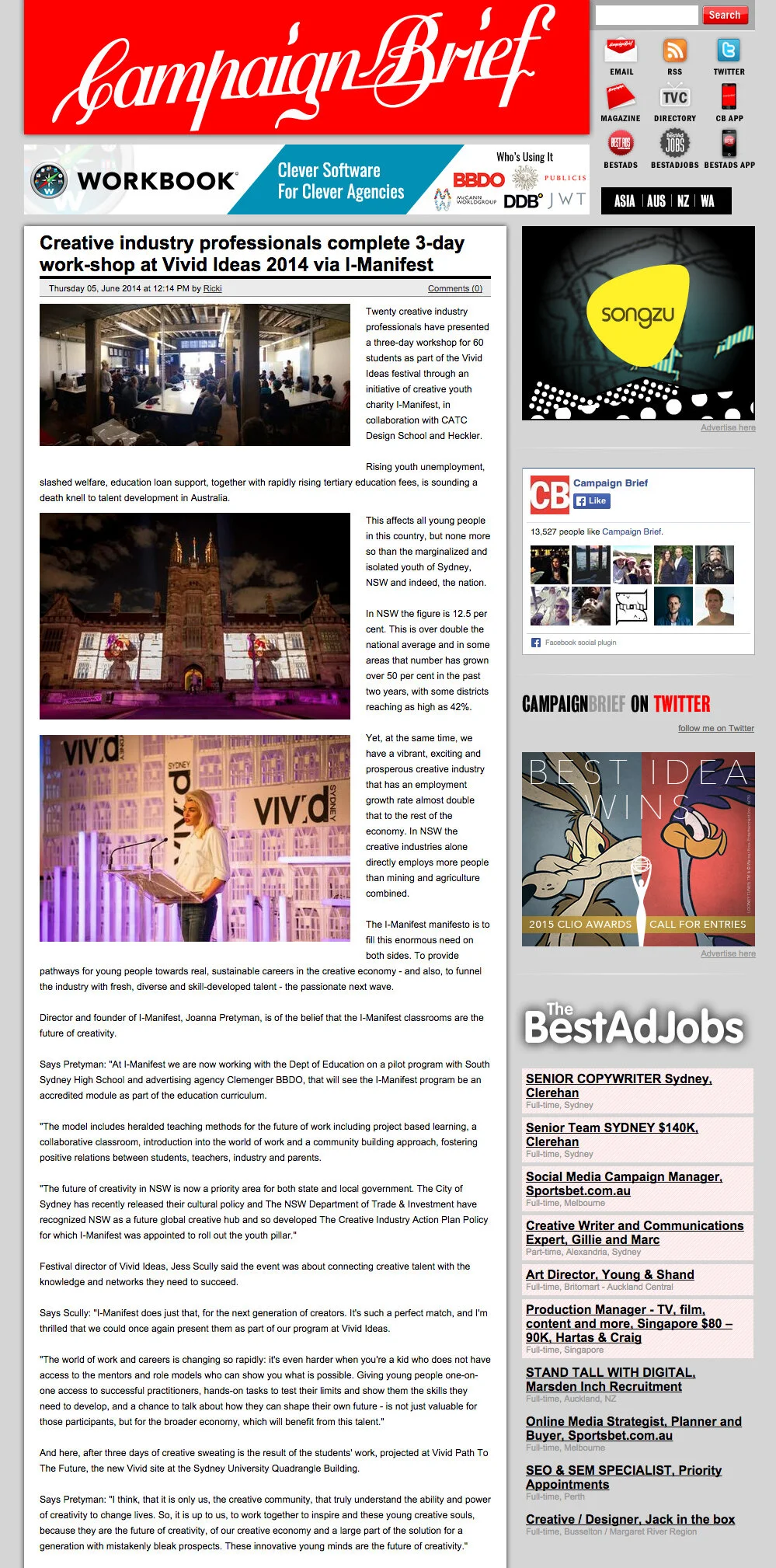 Creative workshops @ Vivid Ideas 2014 via I-Manifest