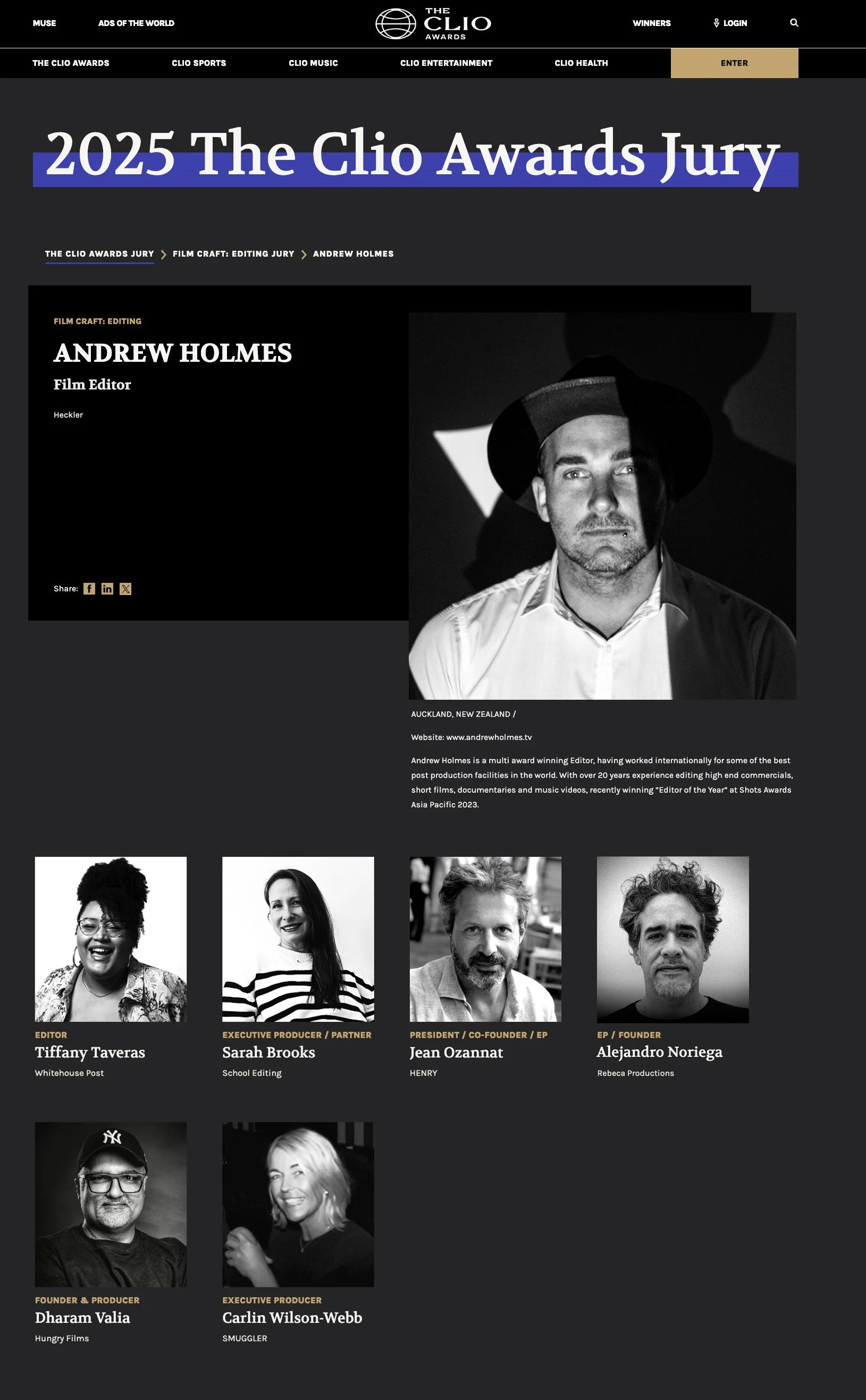 Clio 2025 'Film Craft Editing' Juror