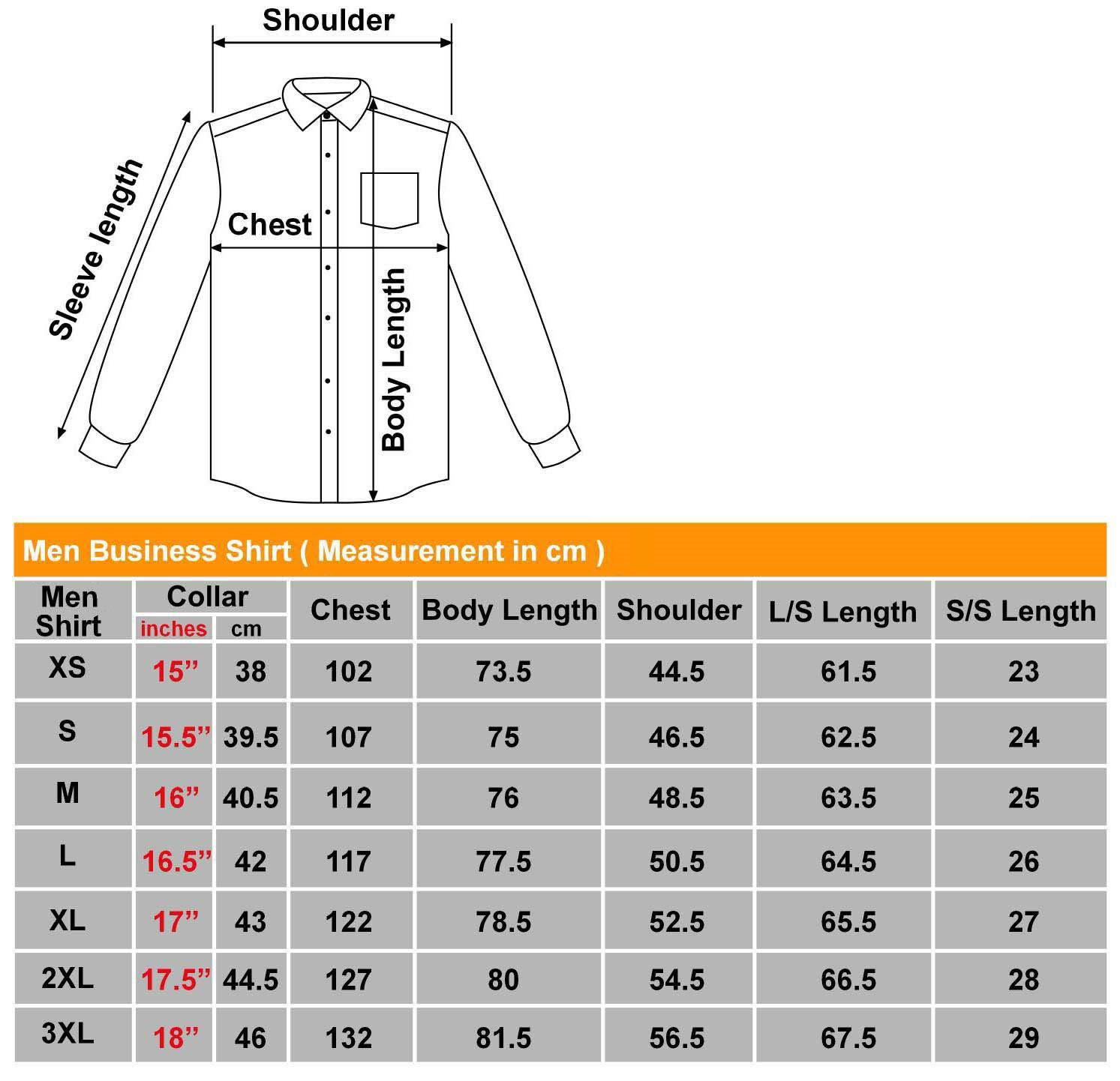 Mens Chest Size Chart