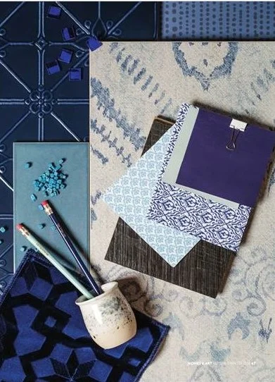 Create mood and opulence with dark blue tones.