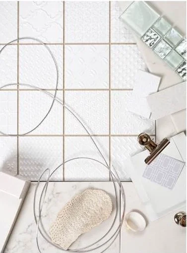 Keep it light with cool whites and metallics. Use texture to create interest and detail with this light palette.