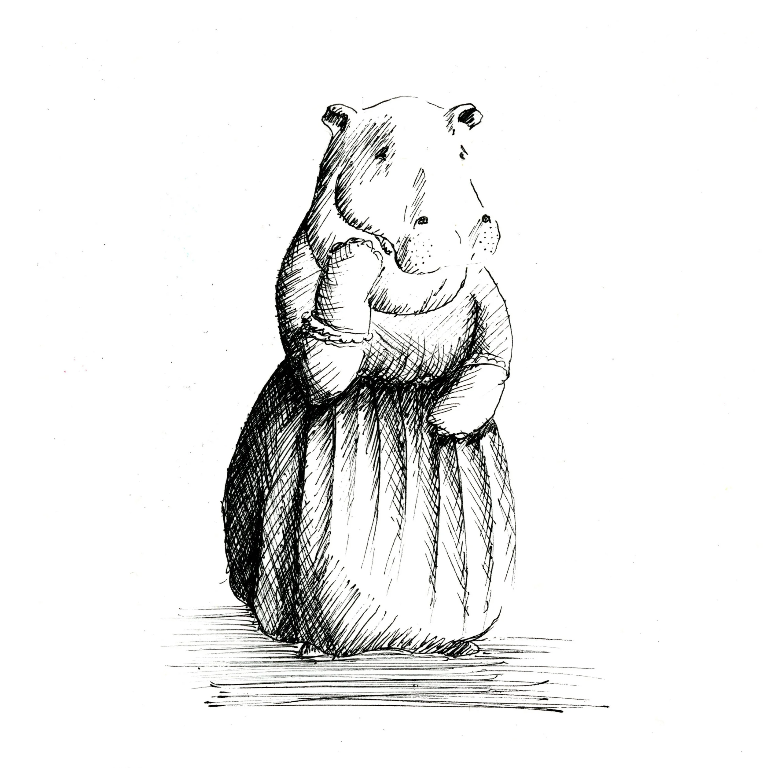 Hippopotamus worries she decided not to tea out of fear, not strength.