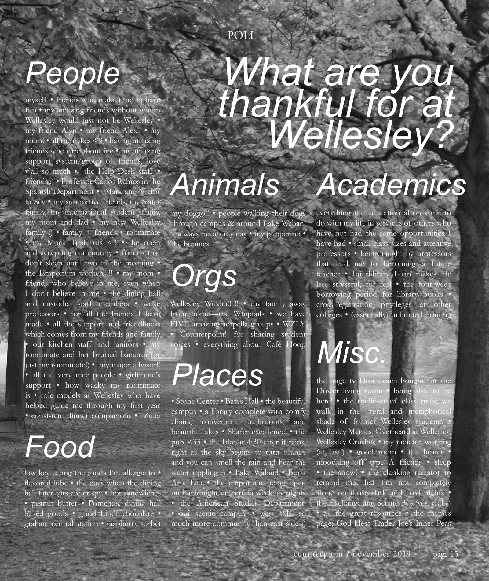 What We’re Thankful for at Wellesley