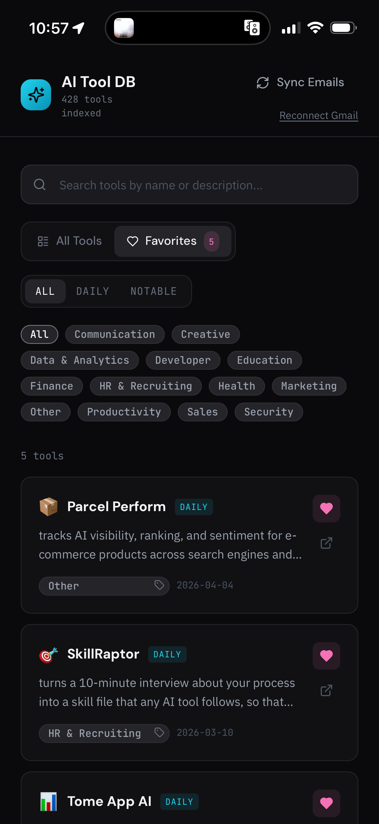 Ability to favorite AI tools