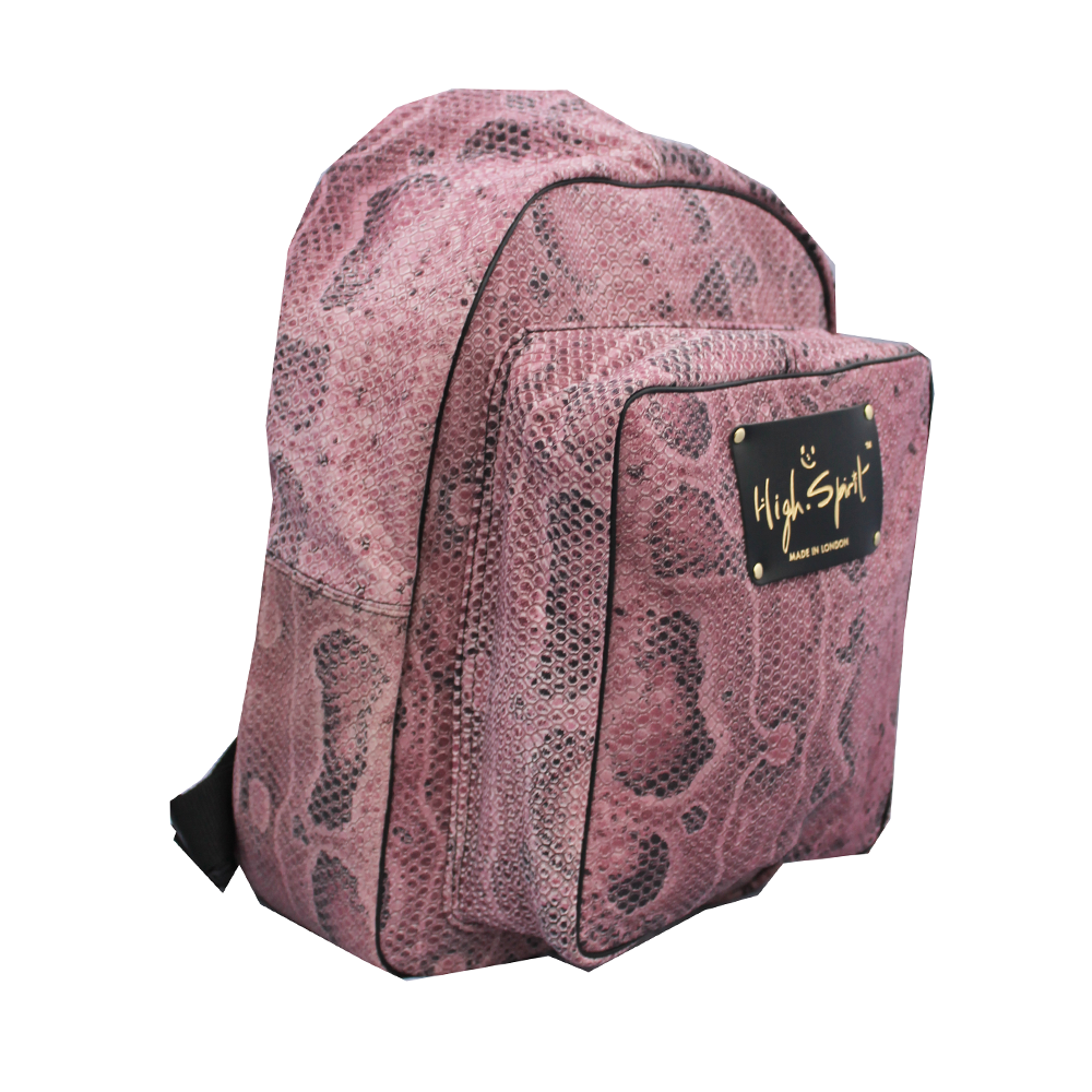 High Spirit Bags Pink Snake Backpack F.png