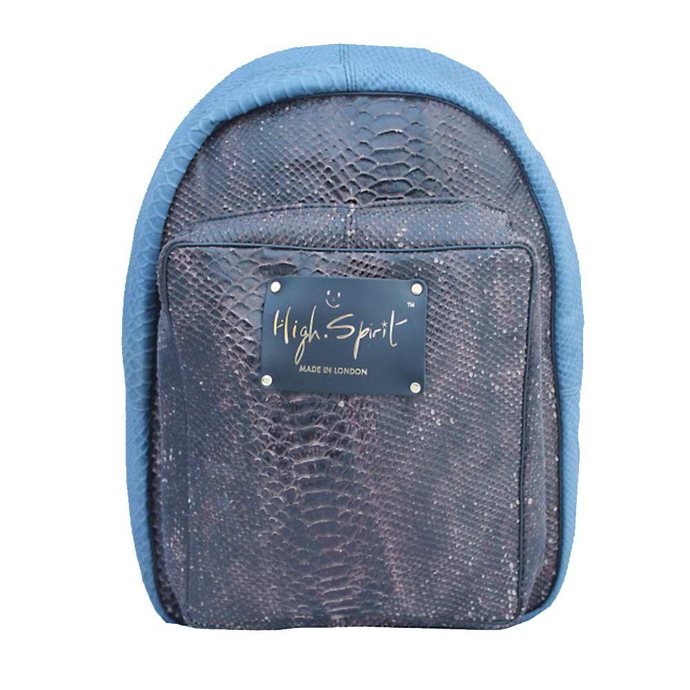 High Spirit Bags Two Tone Snake Leather Backpack F.png
