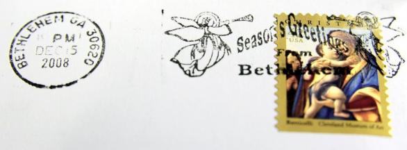 Post mark your Christmas cards from Bethlehem, GA