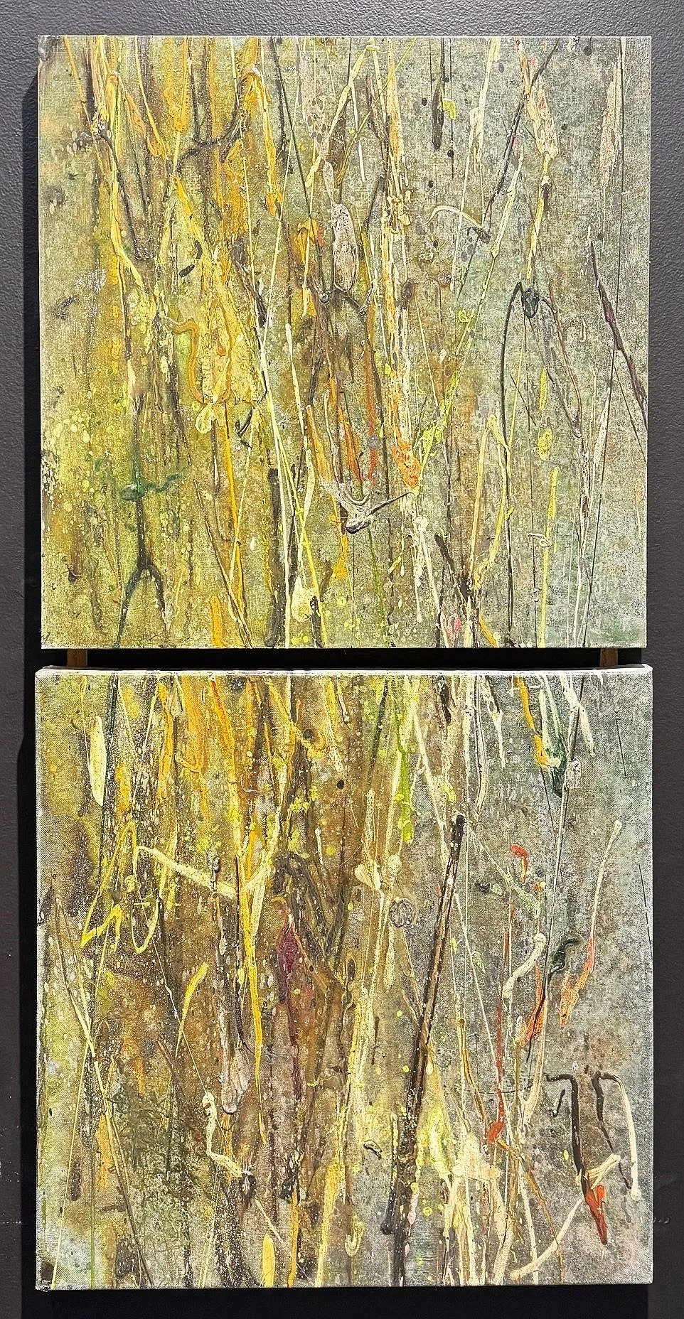 Untitled 25-4  Acrylic on Wood 18 in x 18 in (2 panels) - $750