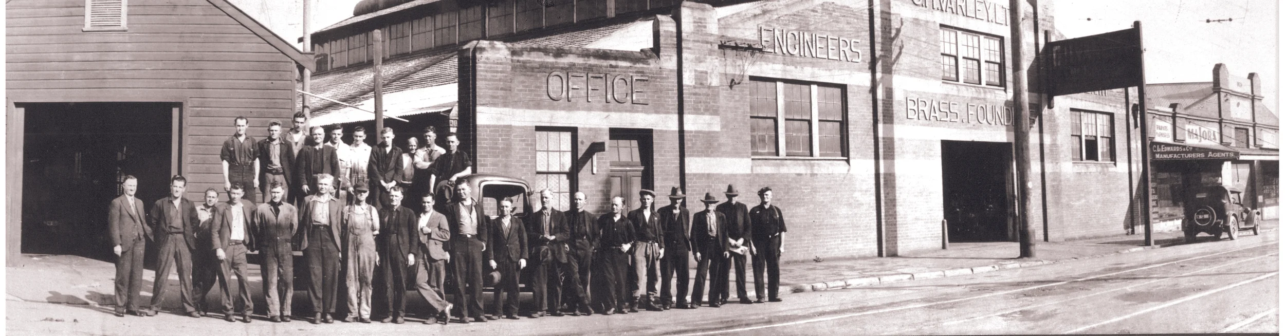 G.H. Varley staff outside the Company's Darby Street office during World War I