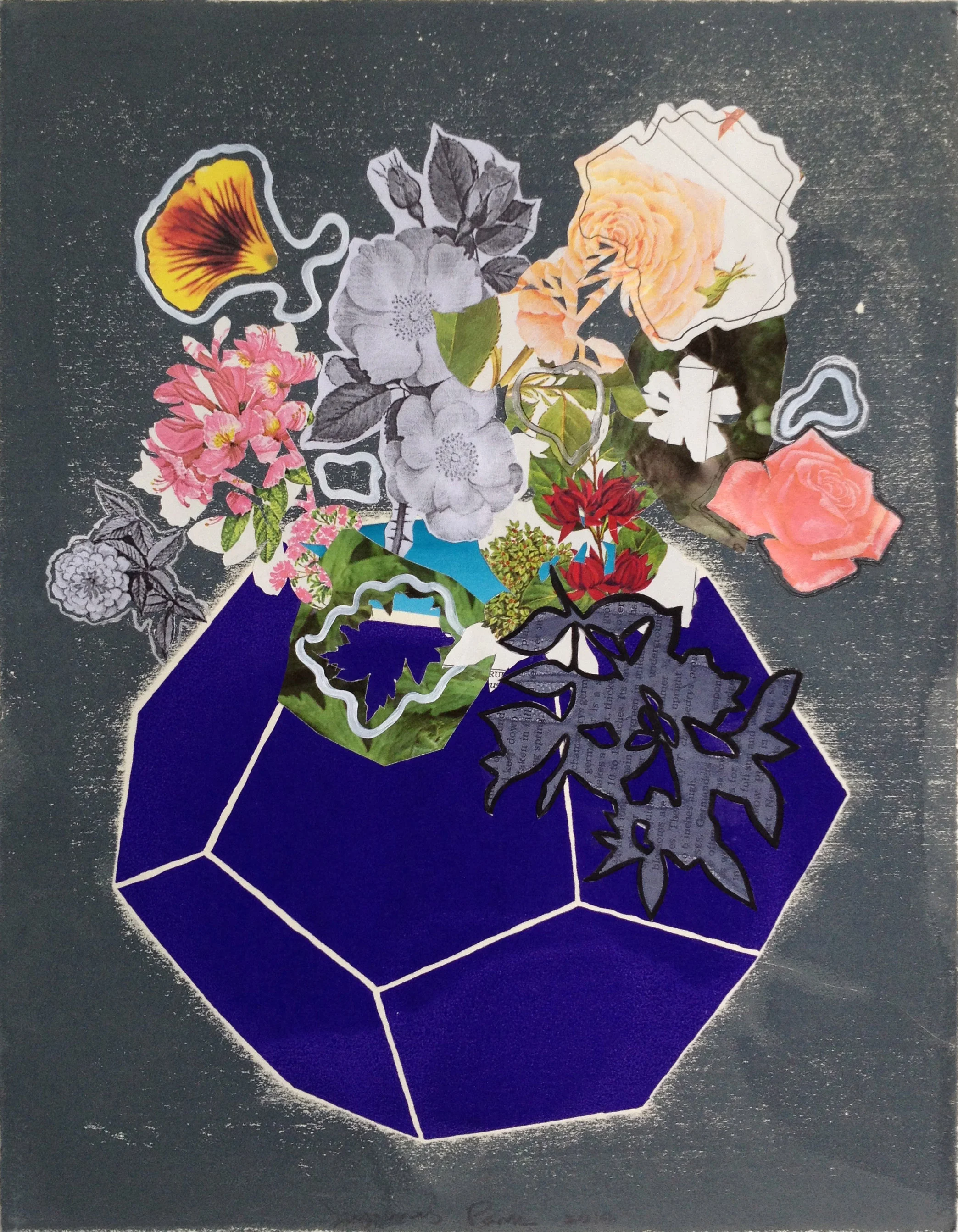 Composition #122 (2014), Screen print, collage, ink and flashe, 13 x 10 in.