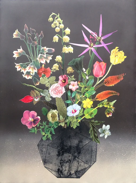 Arrangement II (2012), Monotype, collage and ink, 30 x 22 in.