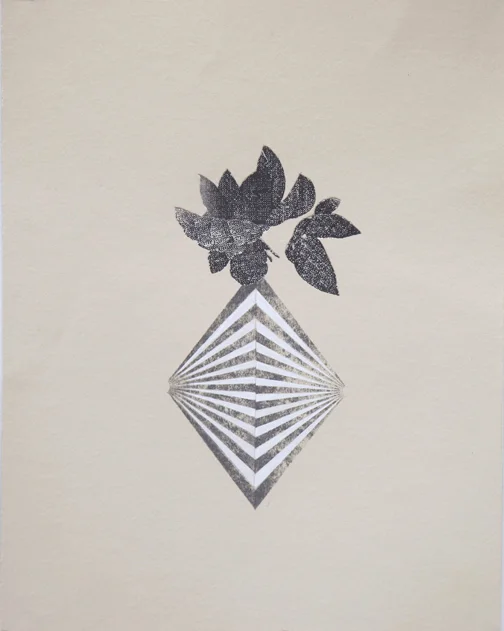 C optik vase (2014), Xerox transfer and acrylic ink, 14 x 11 in.