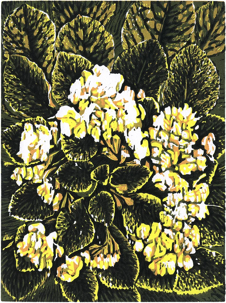 White flowers (2019) Woodcut, Edition size: 7, Image size 12 x 9 in. Paper size 20 x 15 in.