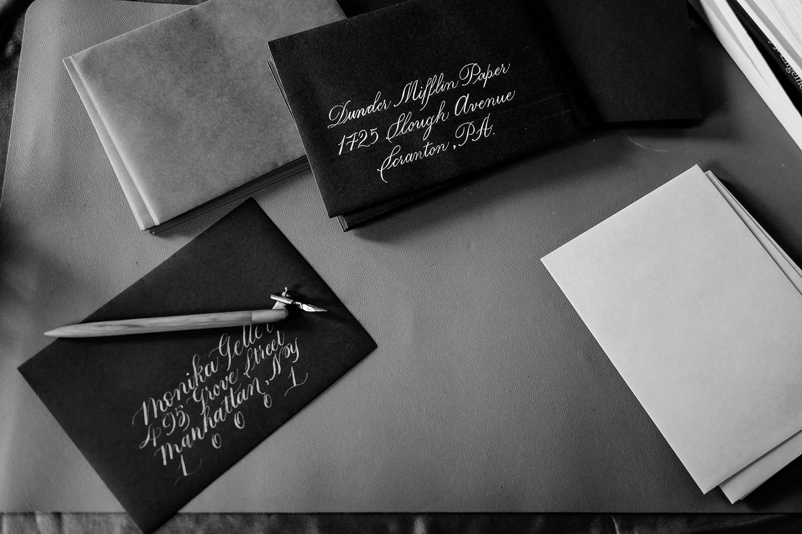 hang addressed envelopes letters calligraphy