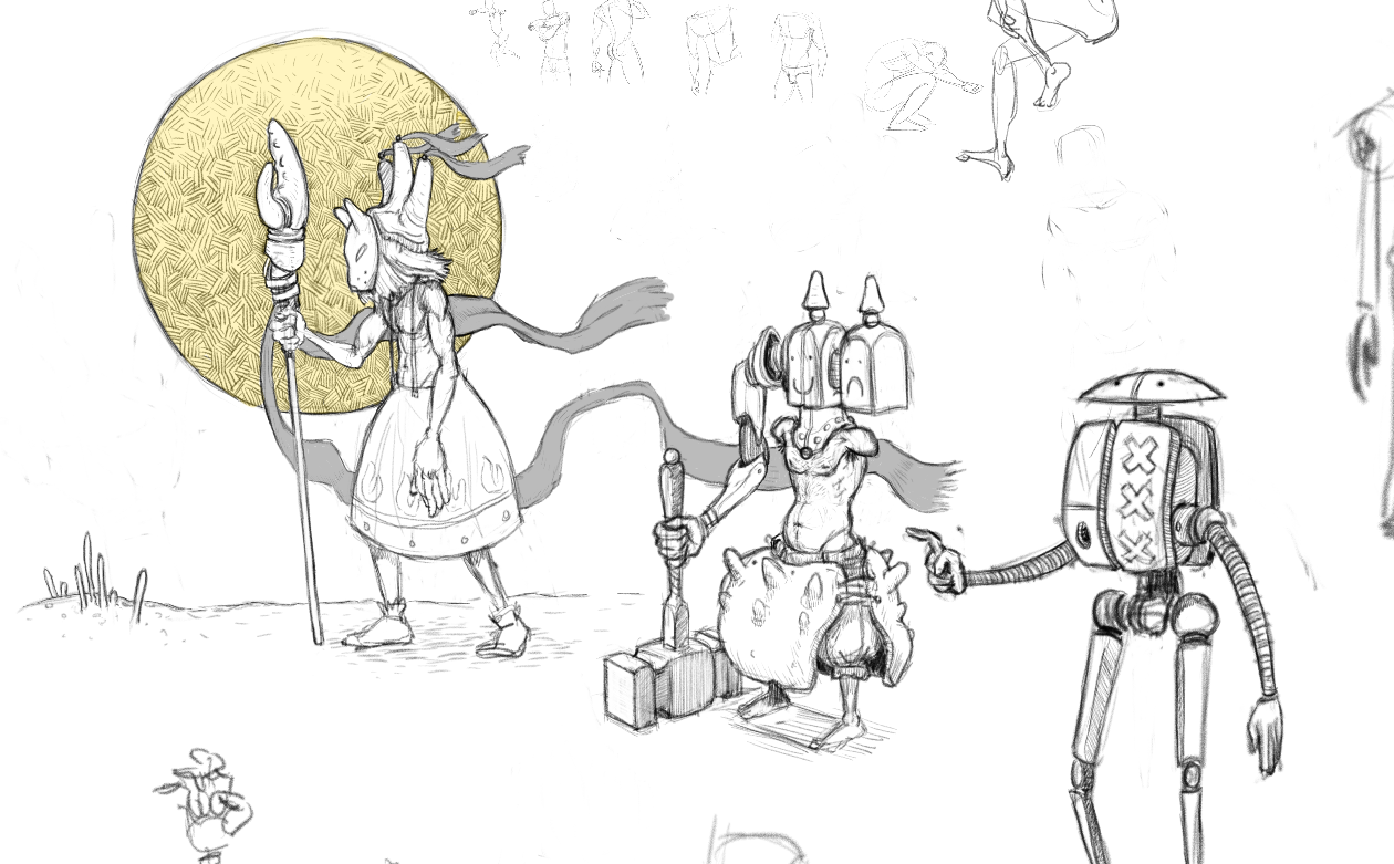 Some practice and character sketches done in the Free version of Mischief.