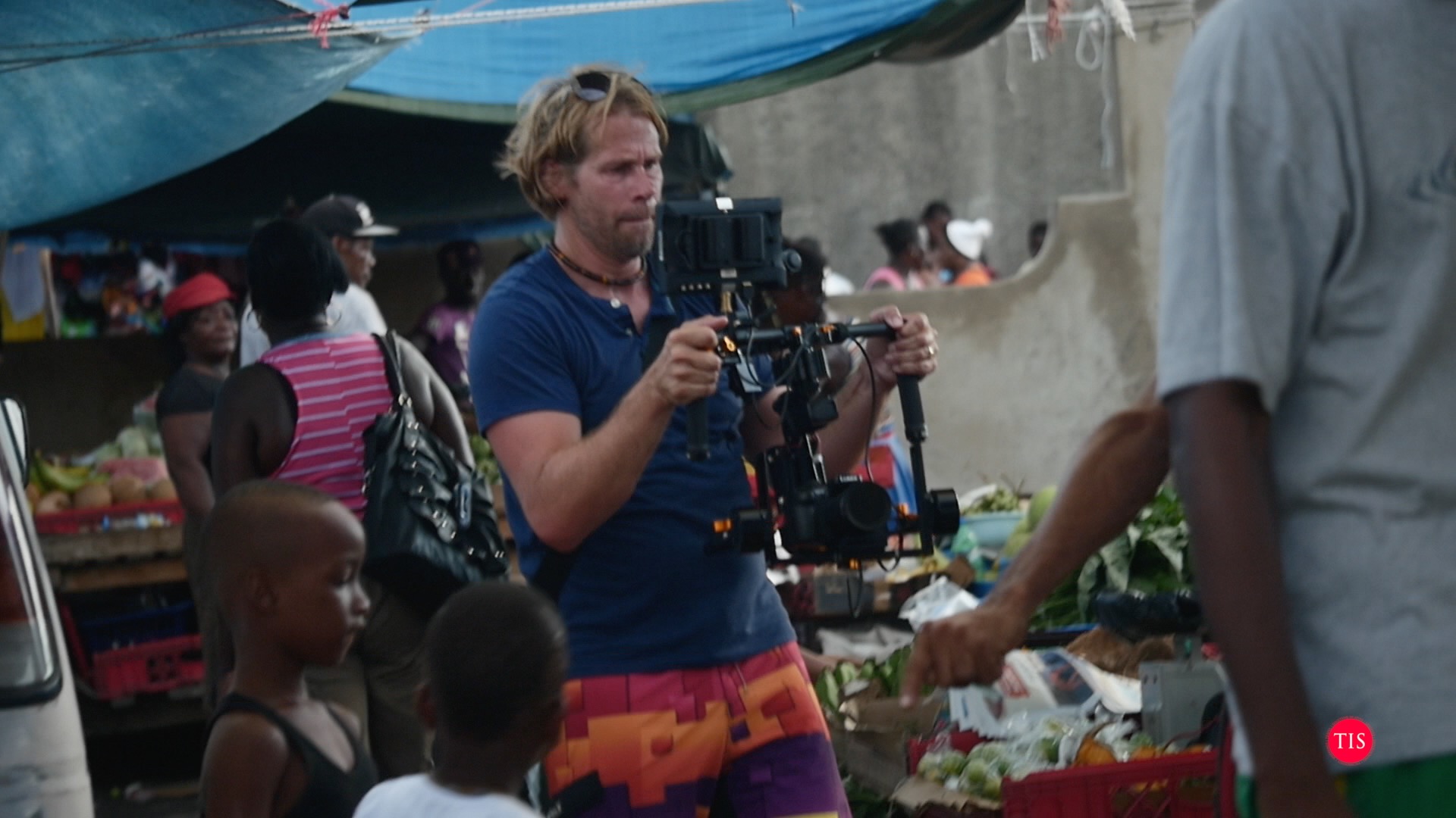 Charles filming a music video on the Lumix GH4 and Defy G5 in Jamaica