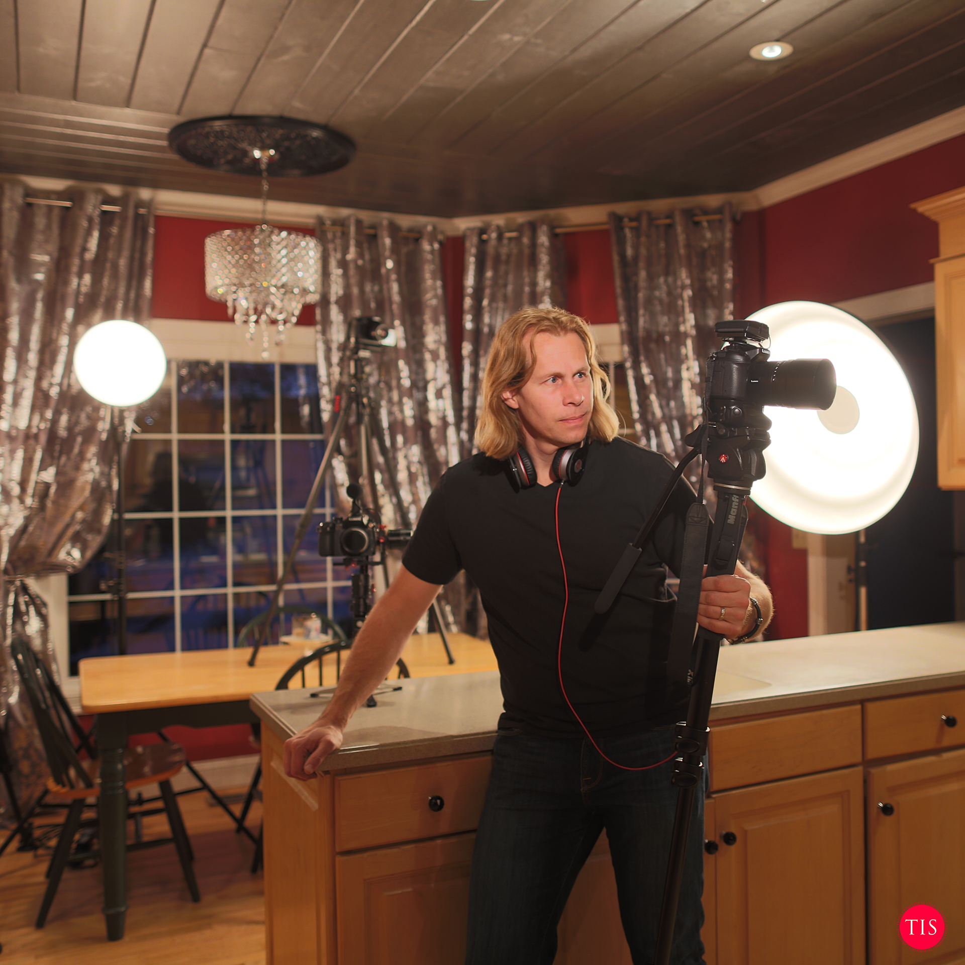 Charles and the A Camera running on a monopod with a 42.5 1.2 Lumix / Leica Nocticron Lens