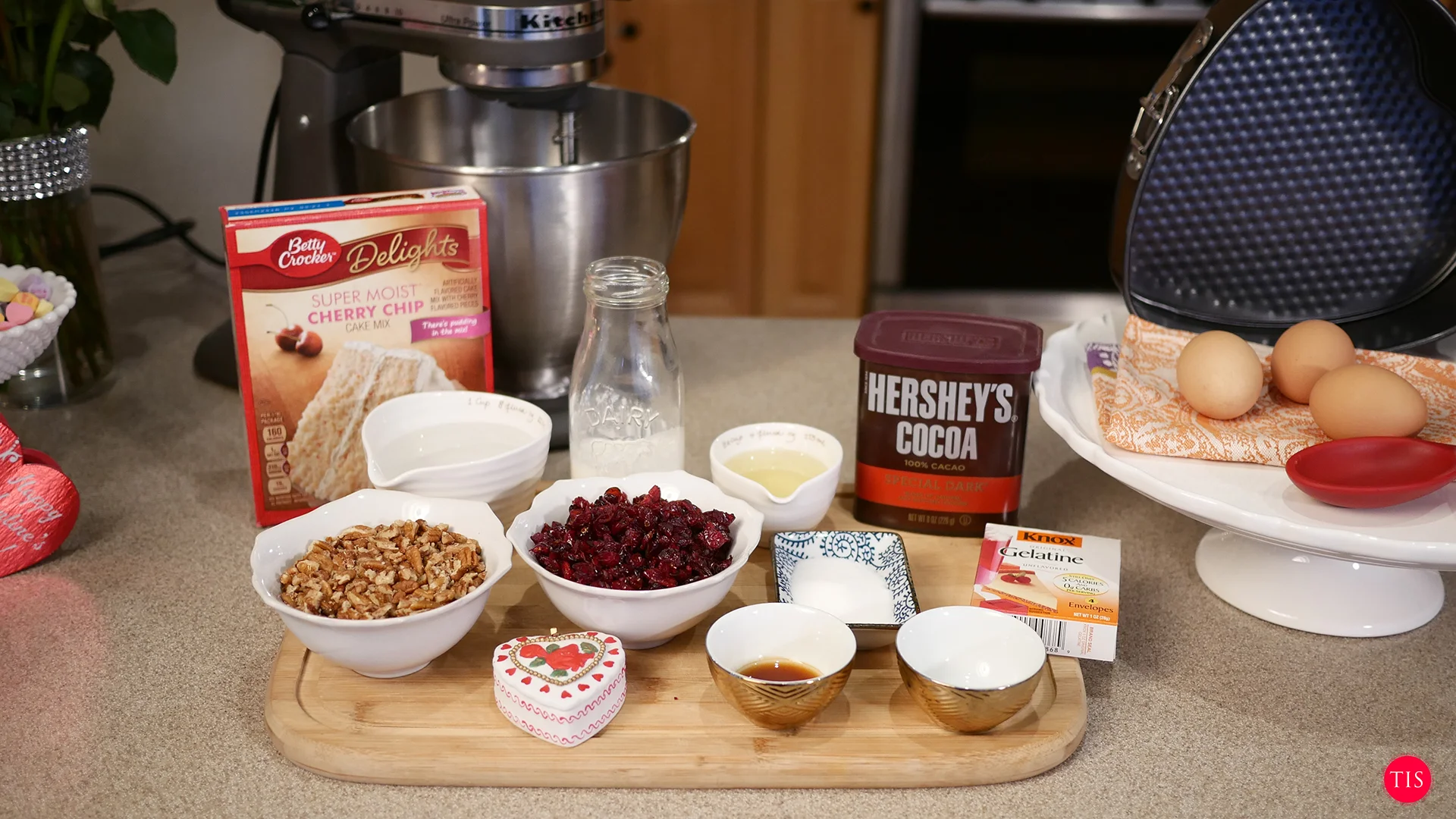 Cherry Nut Cake with Chocolate Glaze Ingredients
