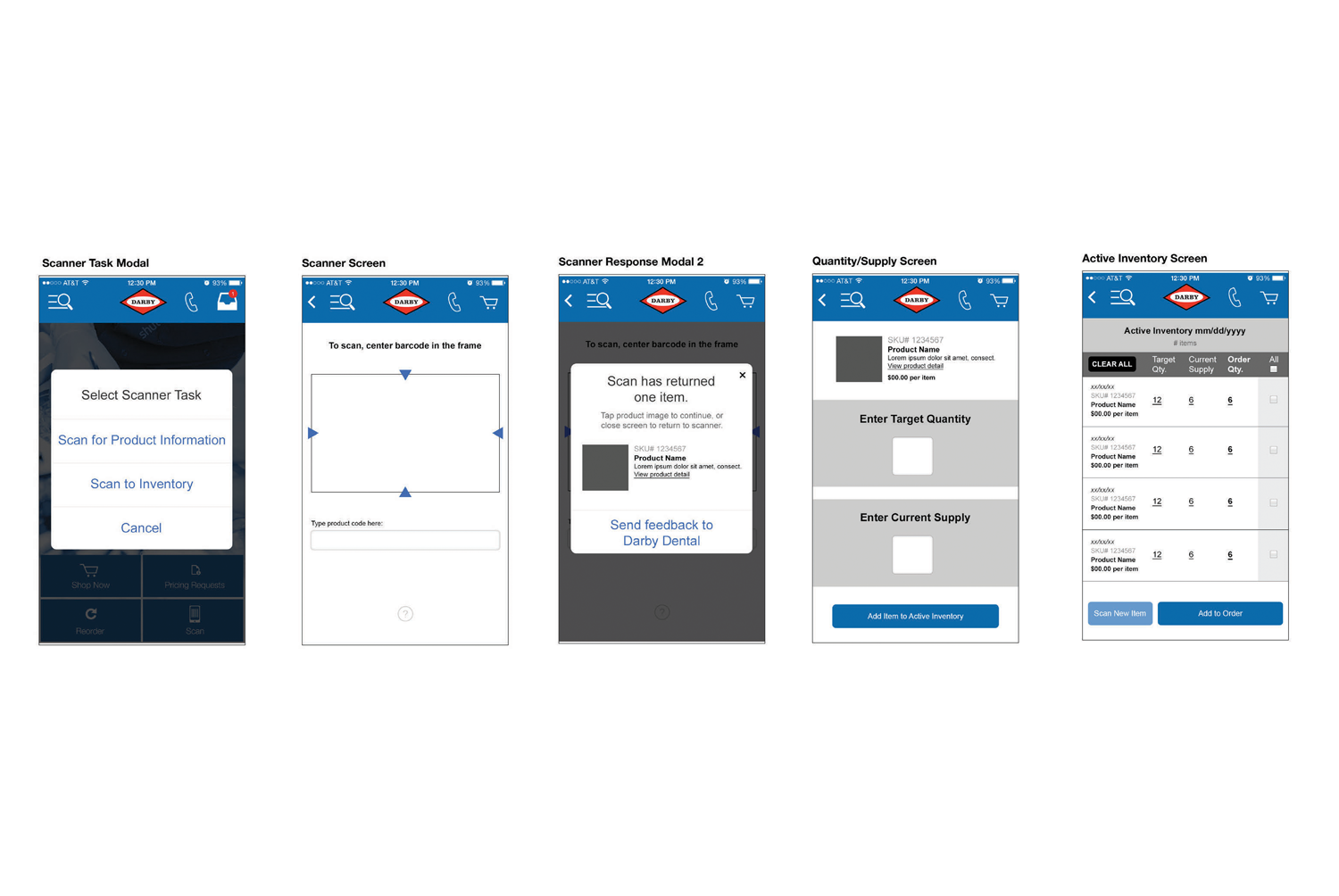  Higher-fidelity mock-ups of "scan to inventory" flow 