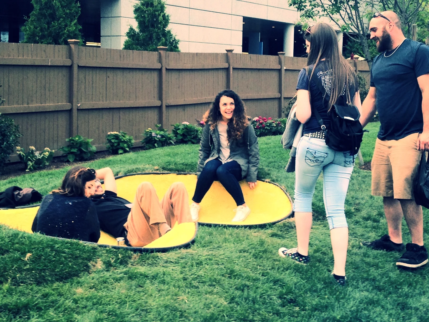 Some of the first people in "Living Room" on opening day, May 15, 2015. 
