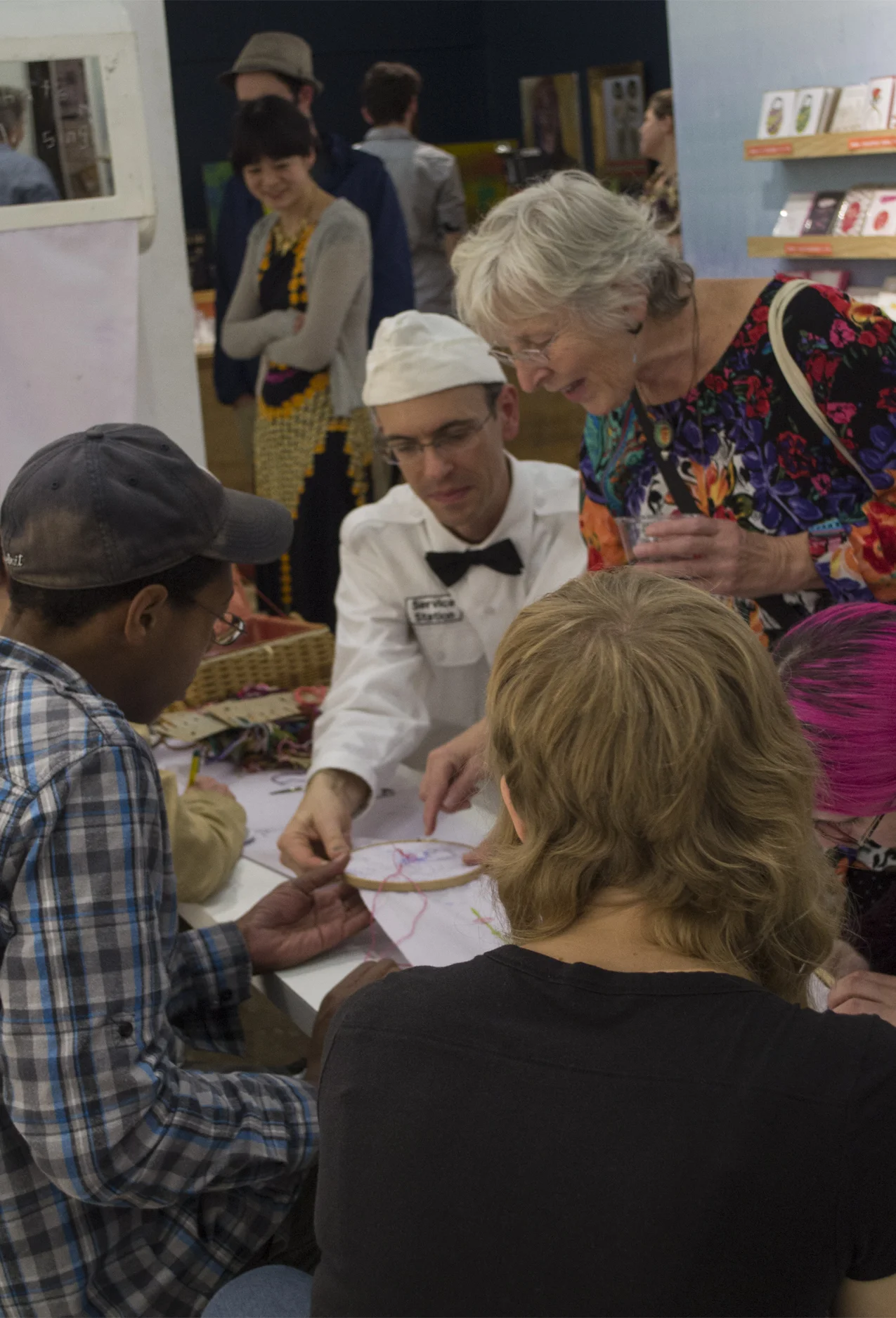William Chambers, Service Station, 2016. A traveling interactive embroidery project with attendant; 300+ participants and travelled to 10 cities. Photo courtesy of the artist.