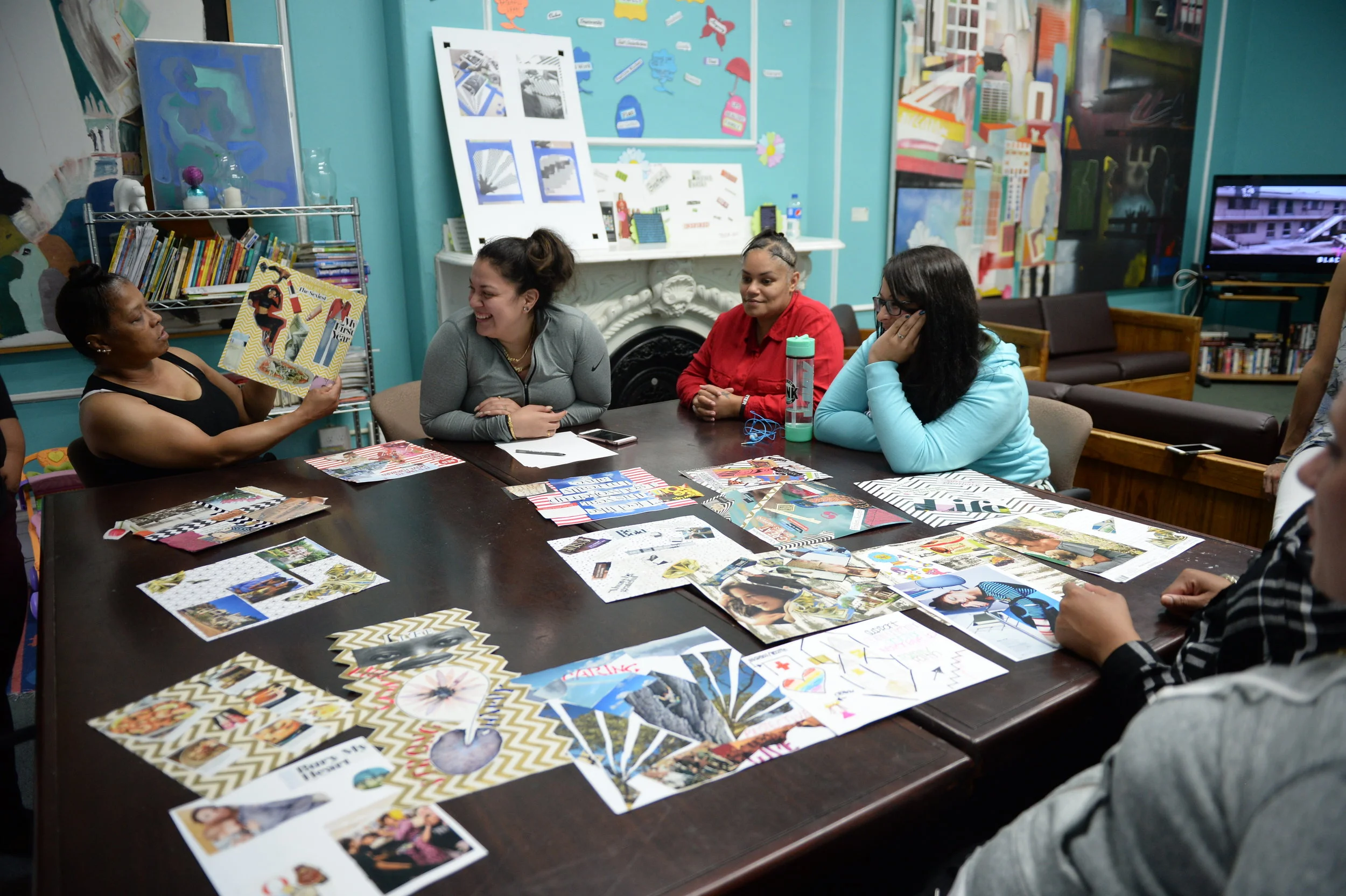 McGrath Residents share the collages they made representing who they are now and who they want to be. Photo by Ryan McMahon.