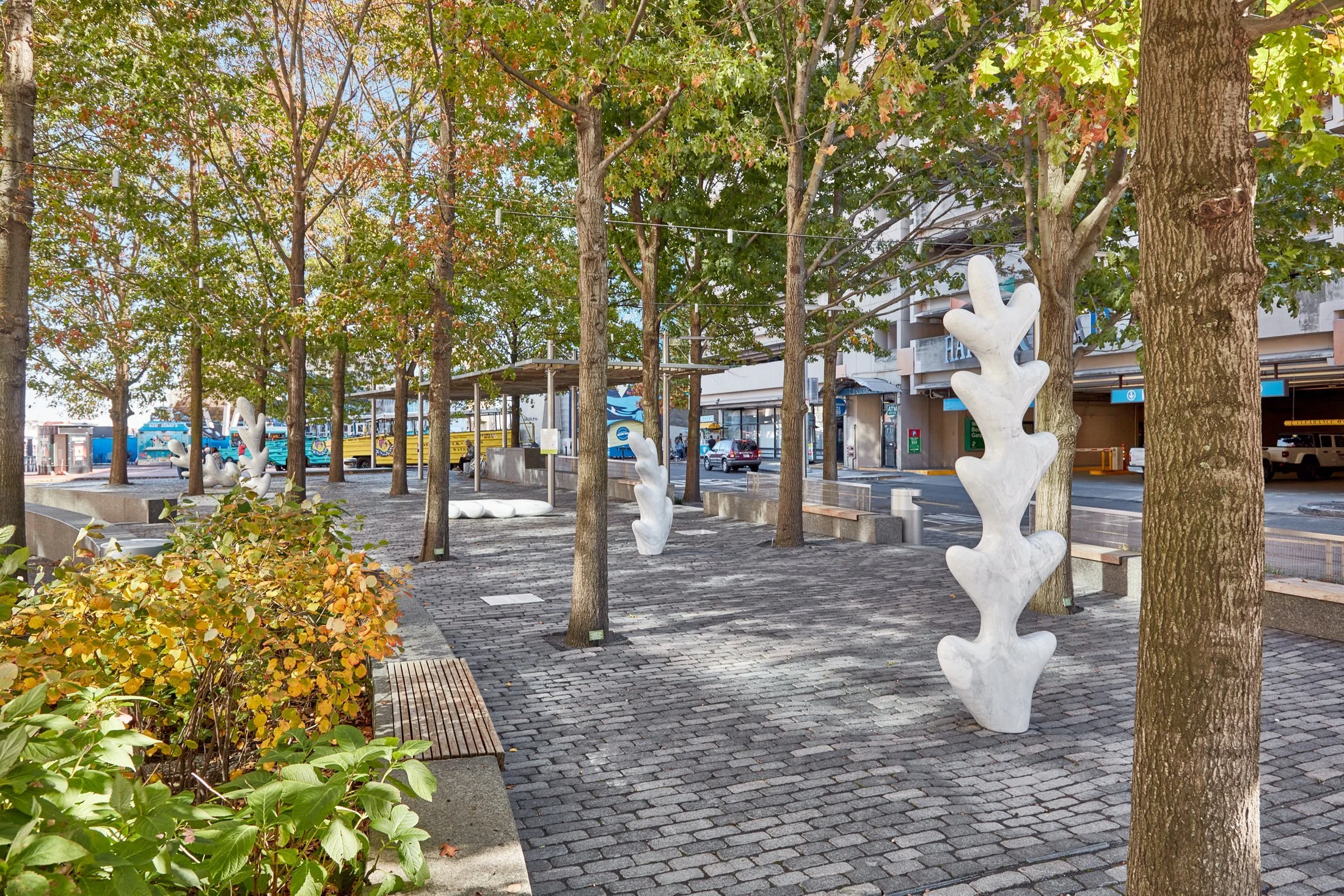 Five Marble Leaves by Claudia Comte, 2022