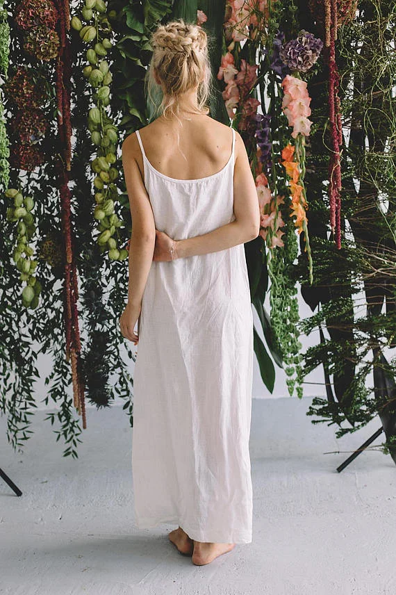 Milky white linen dress/ Summer dress/ Minimal linen dress/ Linen women  clothes/ Linen dress/ Simple linen dress  weart2