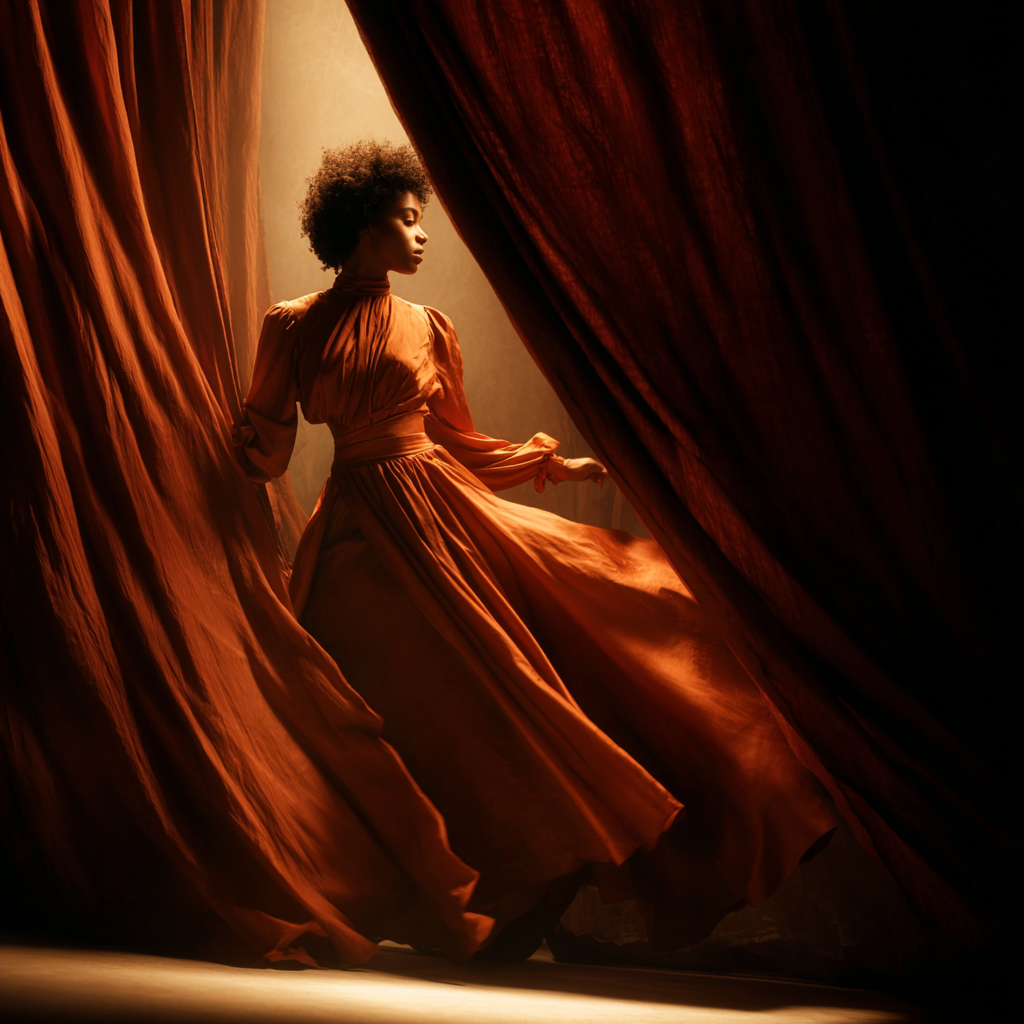 msastre_A_woman_in_silk_rust-orange_dress_walking_behind_velvet_53d629b7-5ea5-4e5b-b990-80c3af1b6d55.png