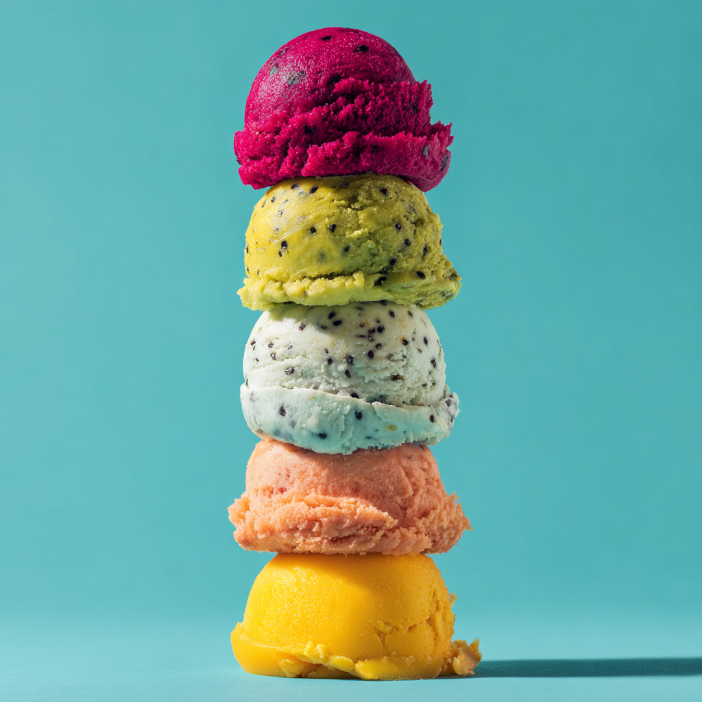 msastre_A_vertical_ice_cream_cone_stack_of_exotic_flavors_drago_6a45f868-58e9-47ba-861b-e9aec698cba3.png