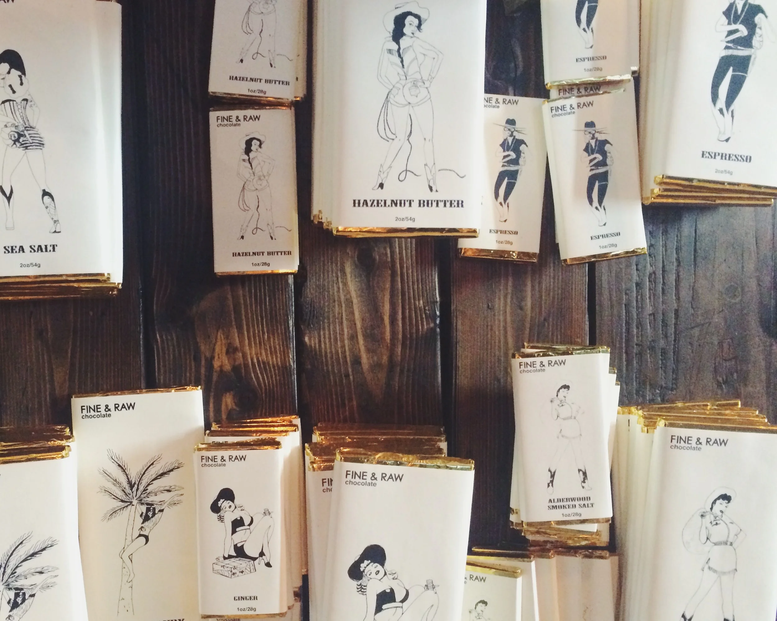 Loved the Fine + Raw Chocolate bar designs and their illustrations. 