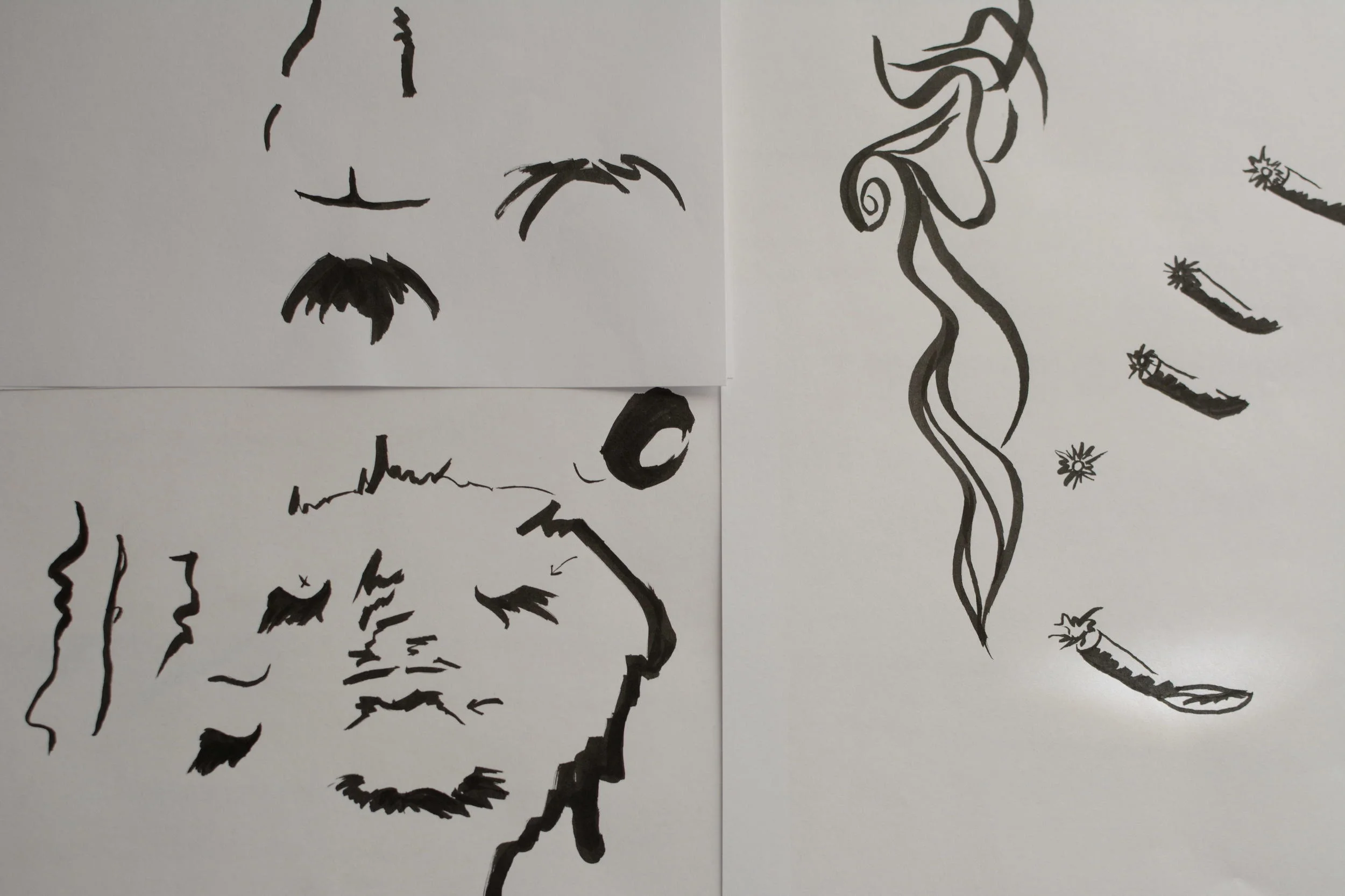 What I love about technology is the ability it gives me to be the ultimate perfectionist. I love the energy you get from illustrating with raw materials, but rarely complete an entire illustration flawlessly (I'm simply not patient enough). So, I start scanning and compiling the best parts of each illustration. Photoshop is the greatest tool in the world. Once I've got the best parts of the few illustrations, I then print that off and take it back to the light table. This switching back and forth between raw materials and the computer is tedious, but so worth it.