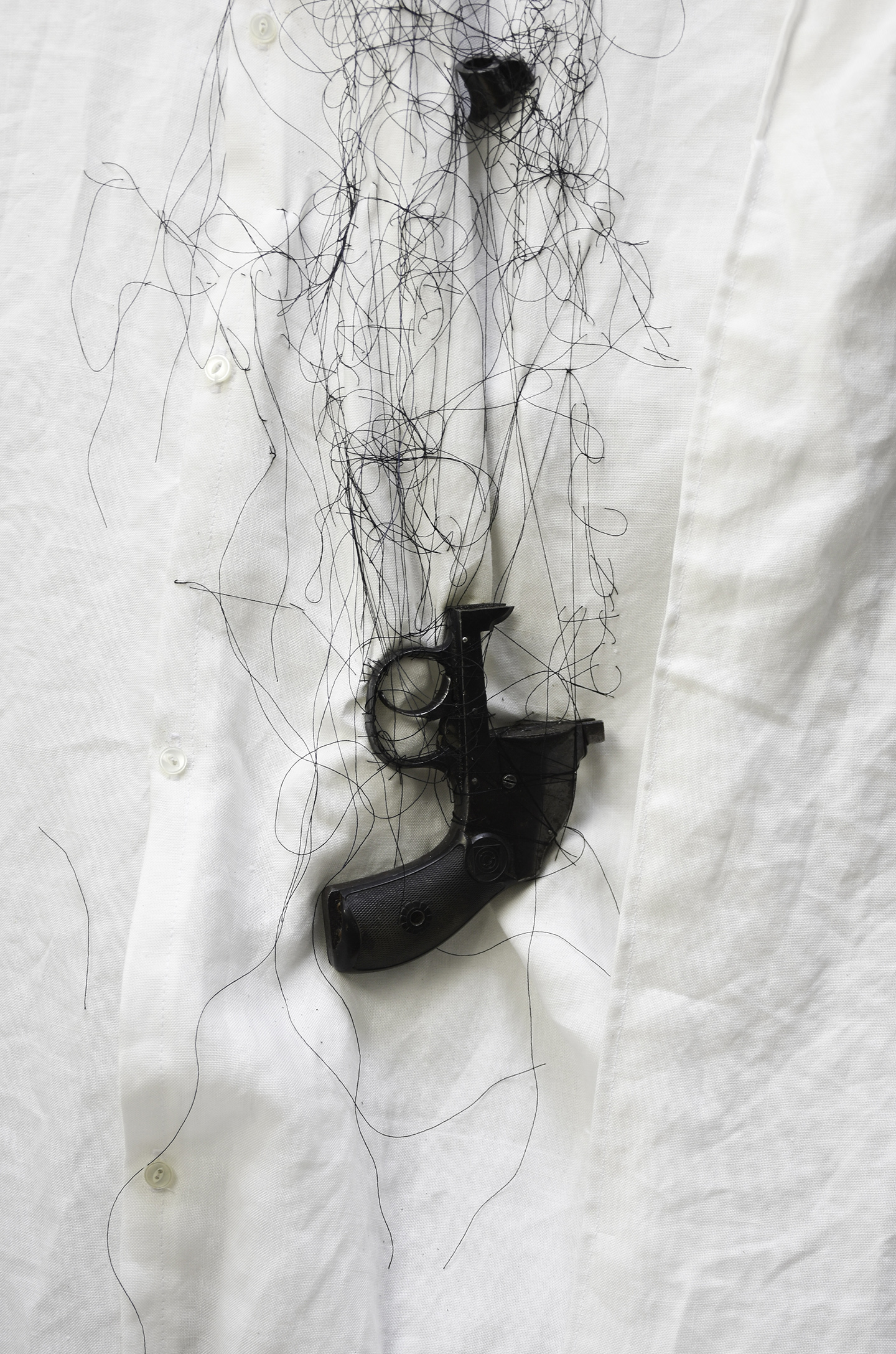 This is a detail of the piece Beside My Self. Make from a decommissioned gun for an exhibition IMAGINE PEACE Now.