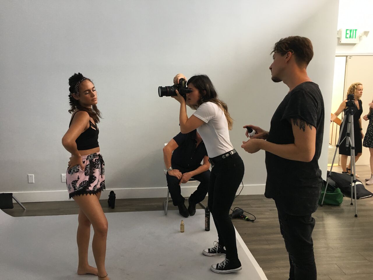 on set with Model, Maria Martin and Photographer, Clair Huntsberger
