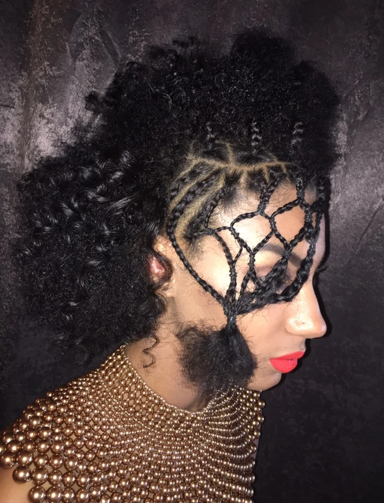 Profile shot of Tyrah and the "braided veil"