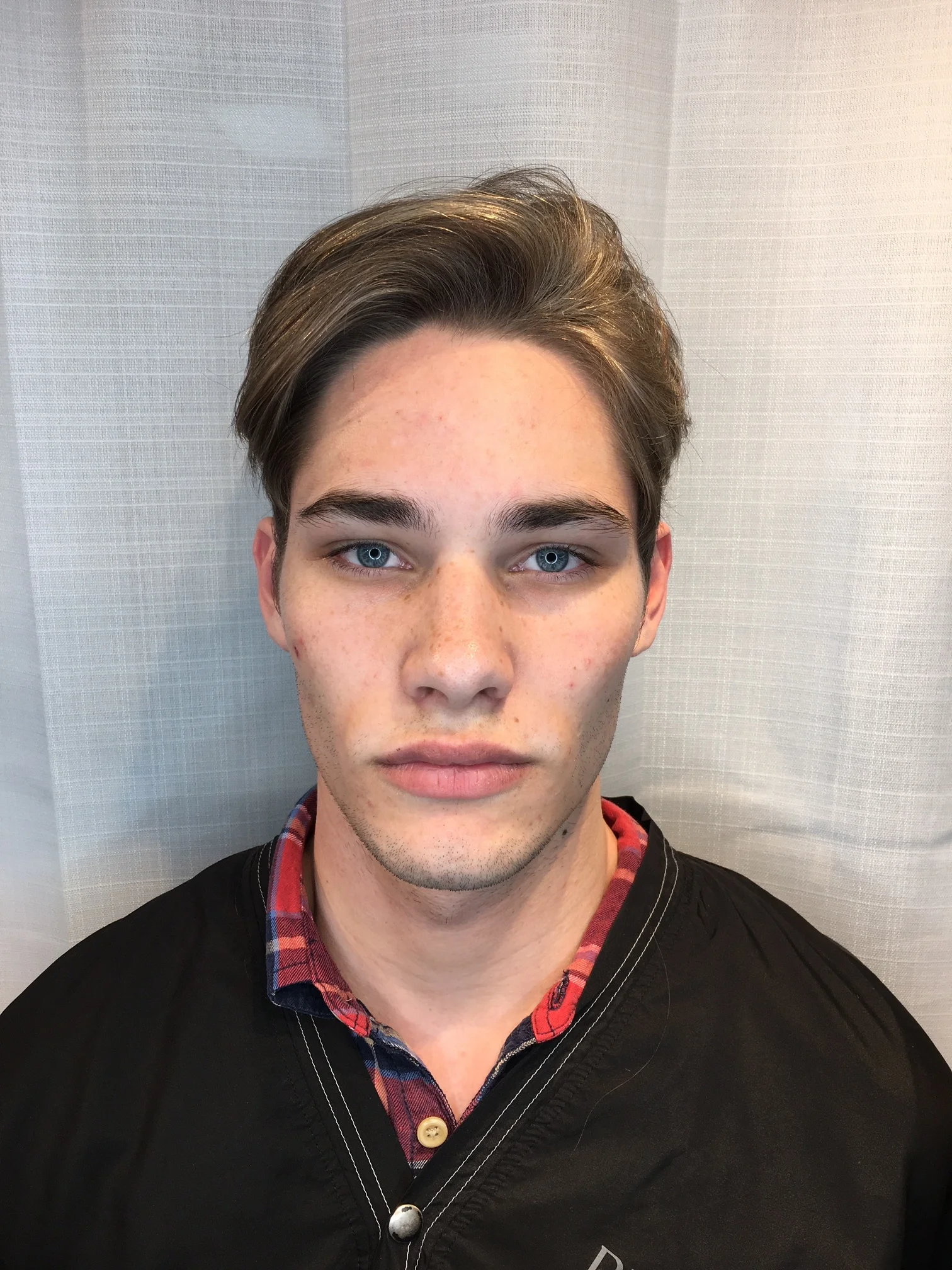 Justin after cut/color no style