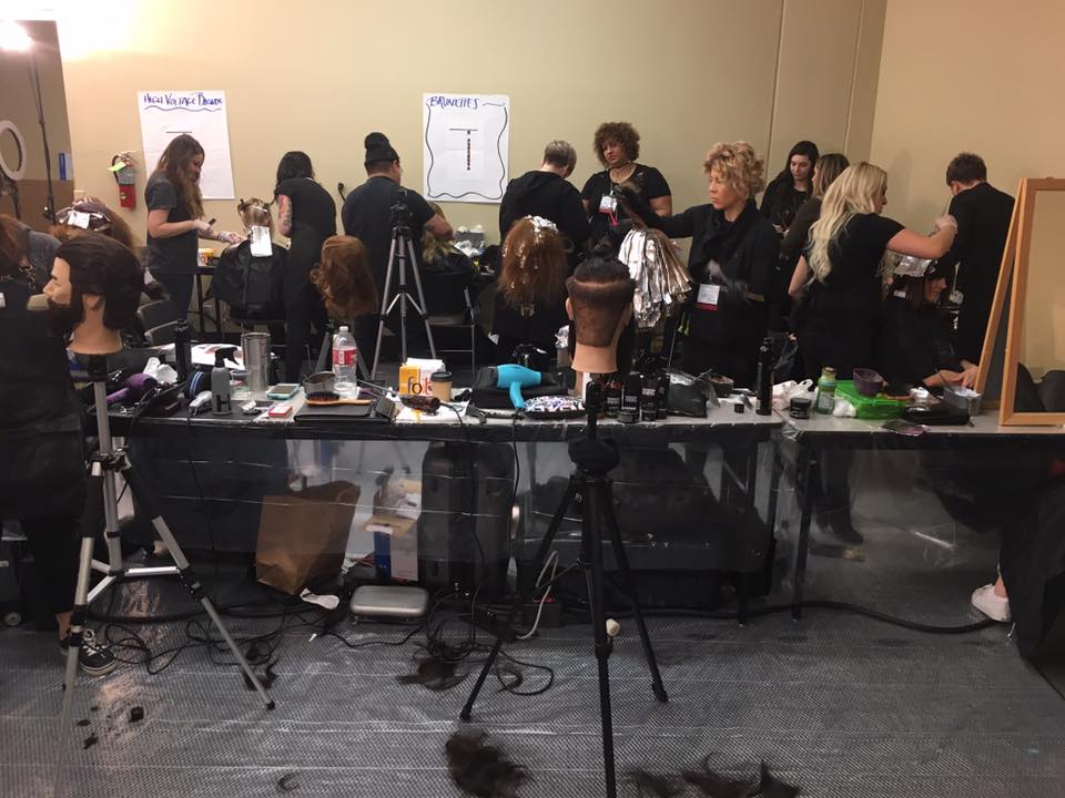 backstage Redken model room