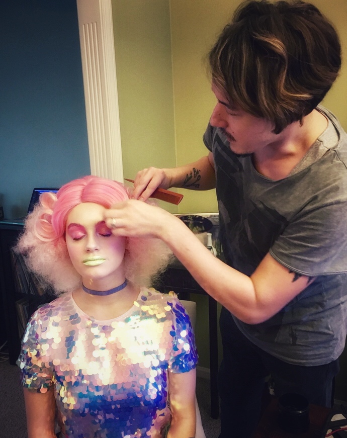 doing hair on Miss Lilly