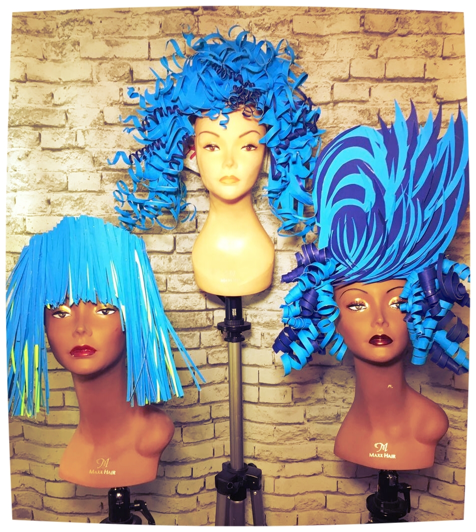 my finished “paper'‘ blue hair collection