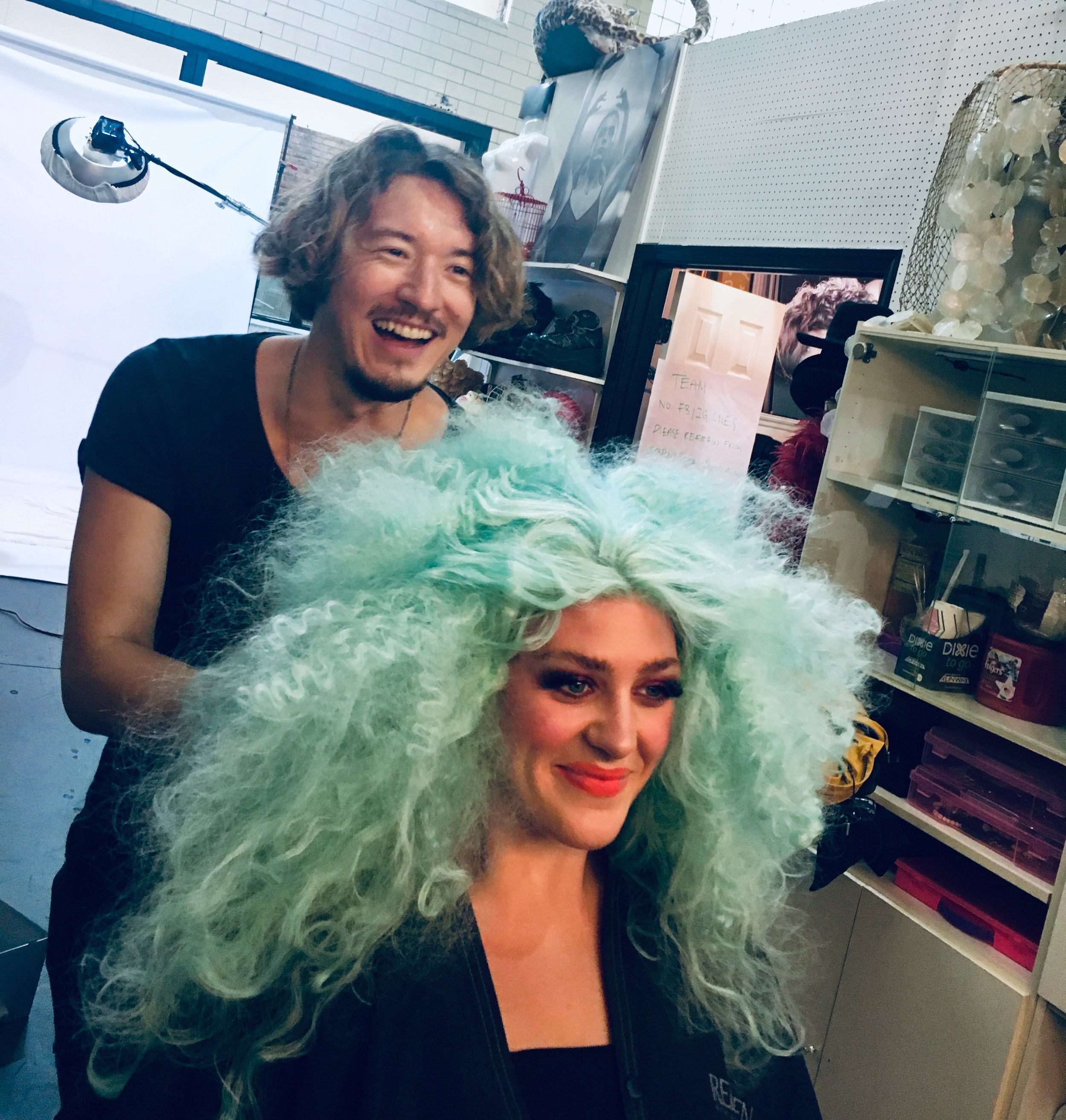 having fun on set