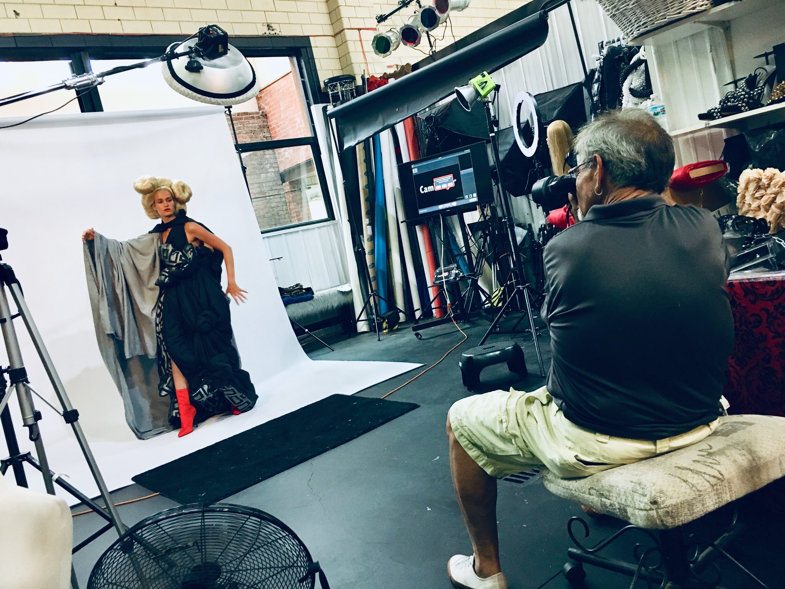 on set with Katya and Tony behind the lens