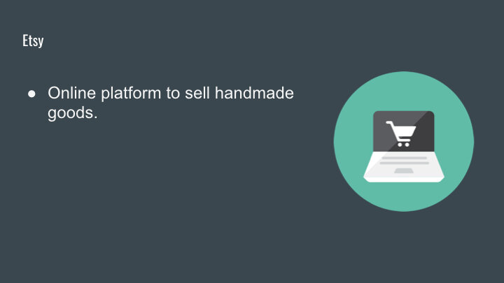 Online platform includes the following features: Easy to set up a storefront and advertise, payment options and shipping labels and most importantly large customer base.. Over 20 million active buyers.